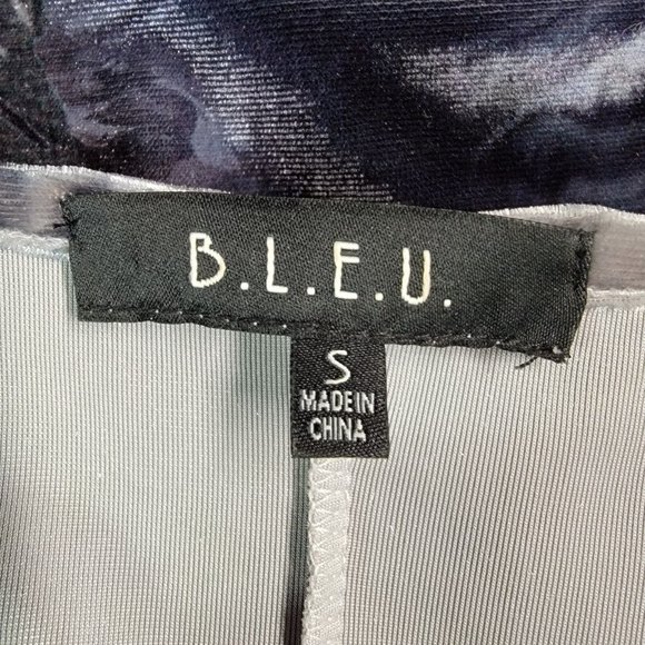 Bleu Womens Top Size S Blue Animal Print Flowy Ruffled Y2K Colorful Tunic Blouse - Picture 12 of 12